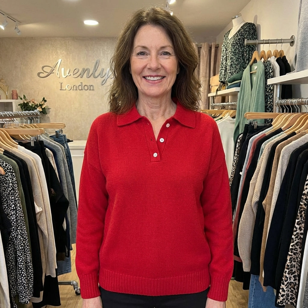 Soft Knit Sweater with Collar - View 4.0 | Avenly London