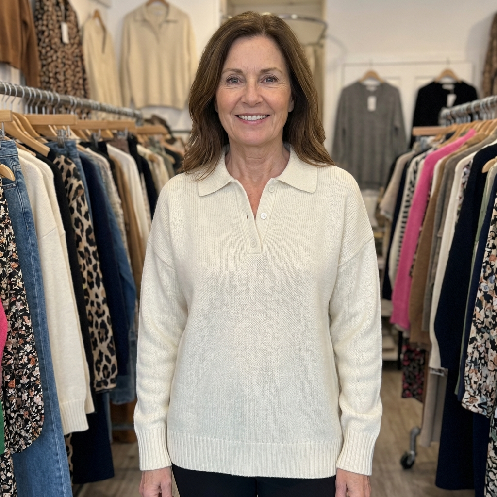 Soft Knit Sweater with Collar - View 5.0 | Avenly London