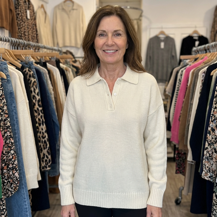 Soft Knit Sweater with Collar - View 5.0 | Avenly London