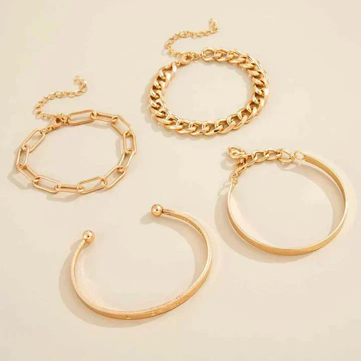 Modern Gold Bracelet Set