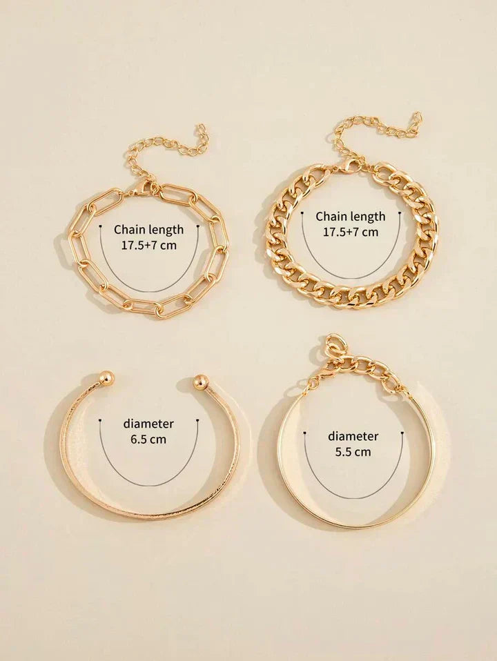 Modern Gold Bracelet Set